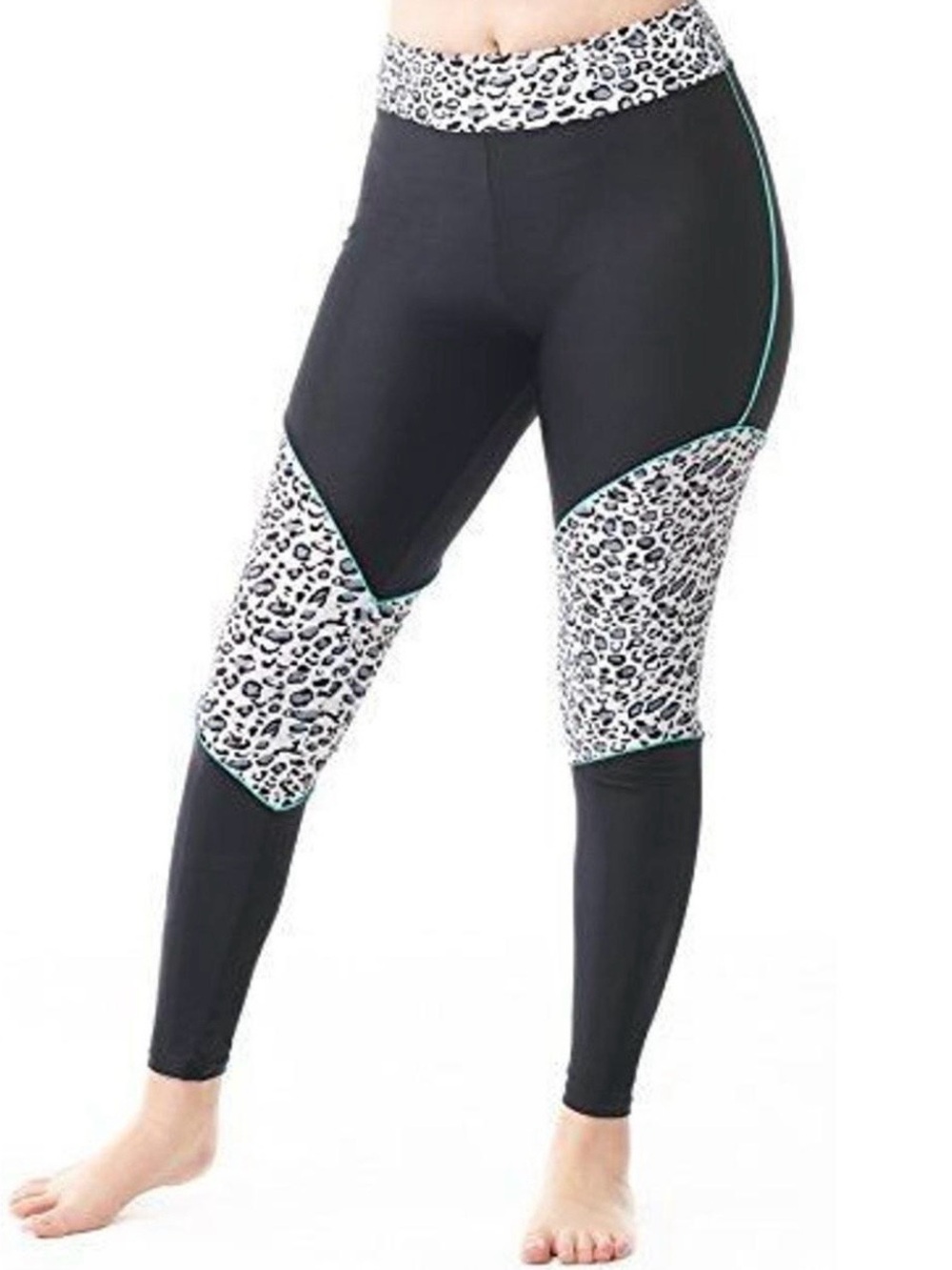 Black and White Leopard Print High-Waist Active Leggings Love My Curves